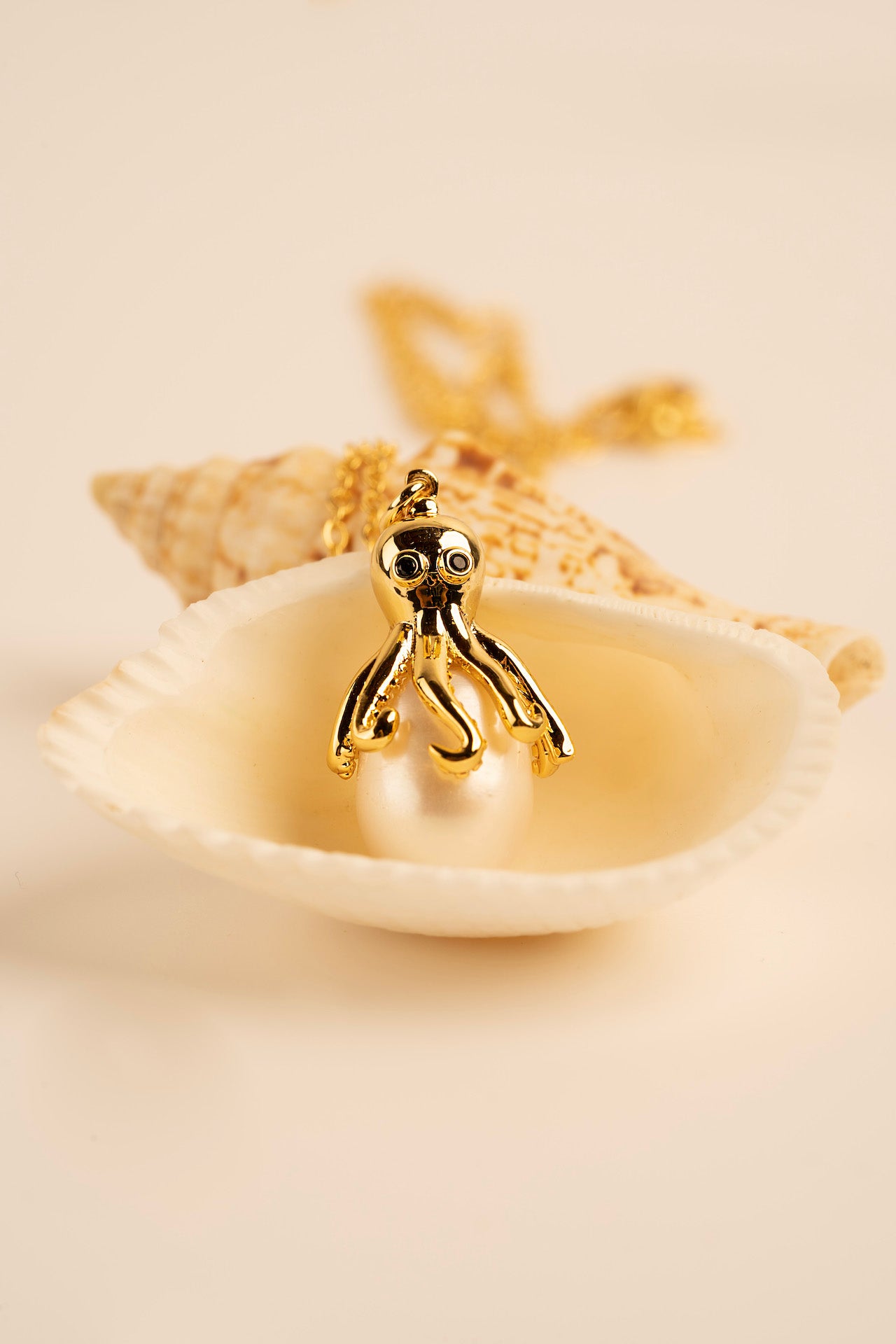 Gold Octopus Pearl Necklace