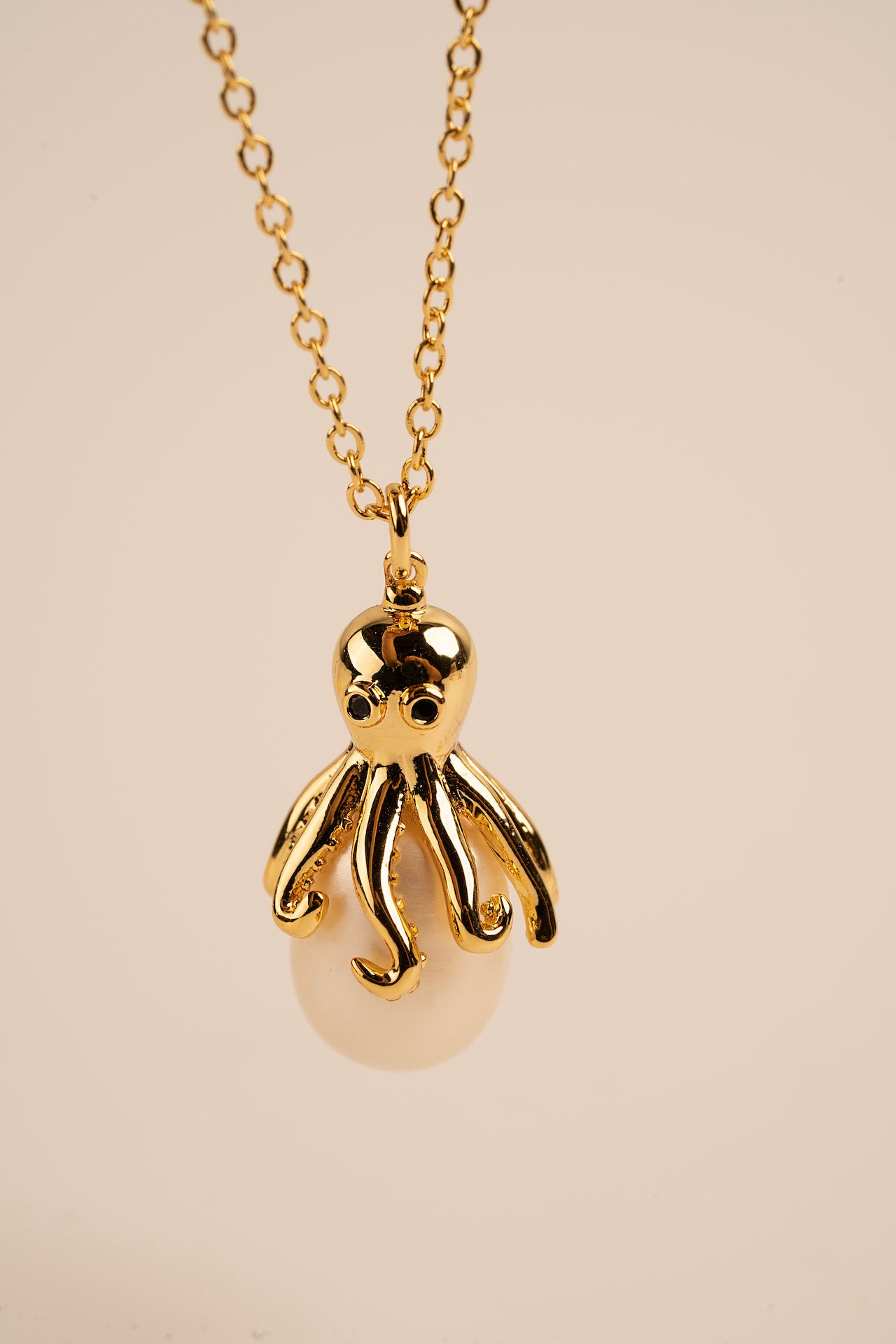 Gold Octopus Pearl Necklace