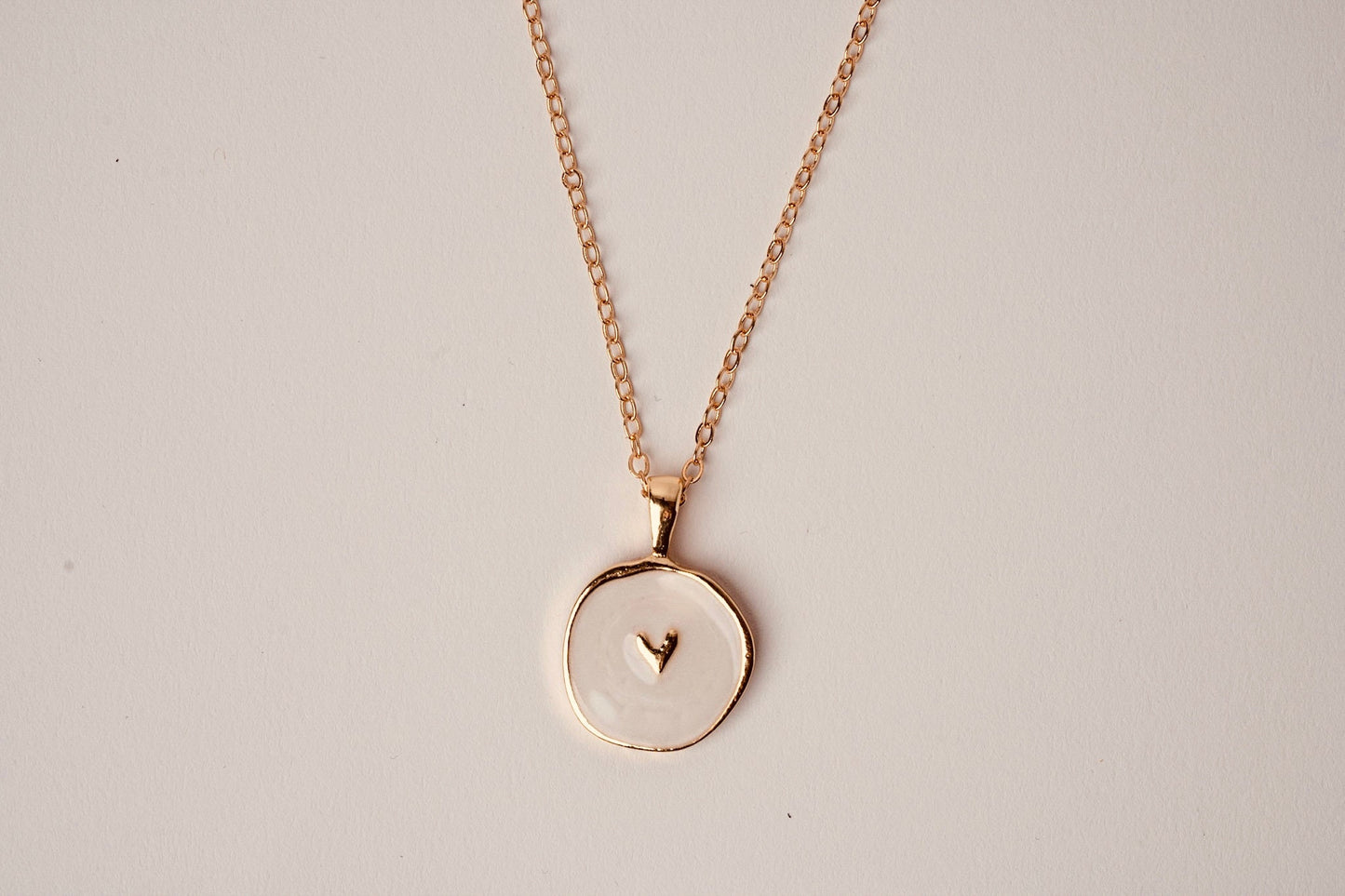 Round Heart Pendant, Dainty Charm Necklace,