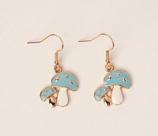 Blue Mushroom Earrings