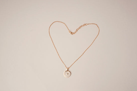 Round Heart Pendant, Dainty Charm Necklace,