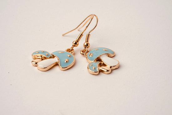 Blue Mushroom Earrings