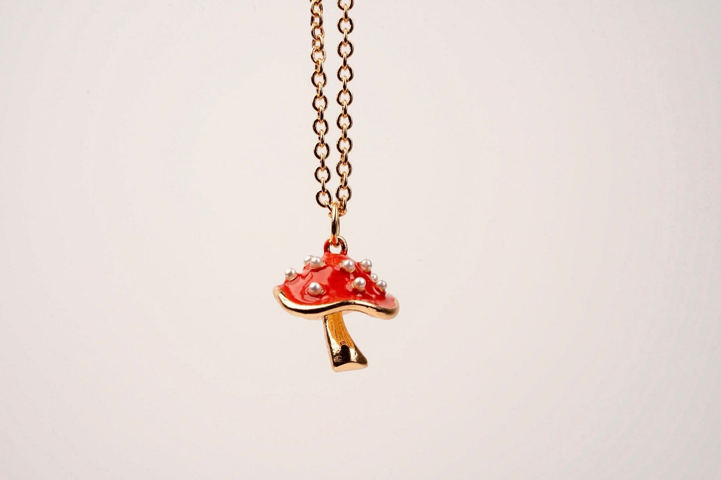 Unique Mushroom Necklace, Cute, Gold Mushroom Pendant, Sweet Clavicle Chain