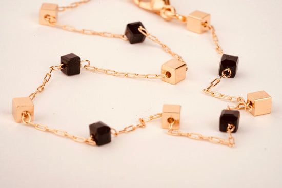 Black and Gold Bead Necklace