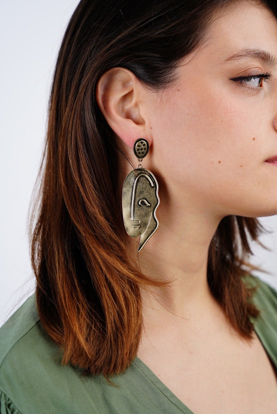 Chunky Abstract Face Statement Earrings