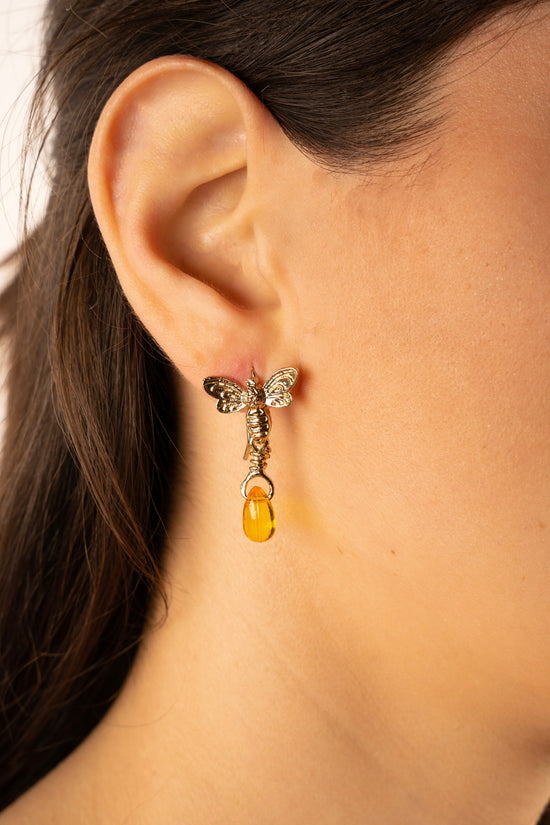 Gold Honey Bee Earrings