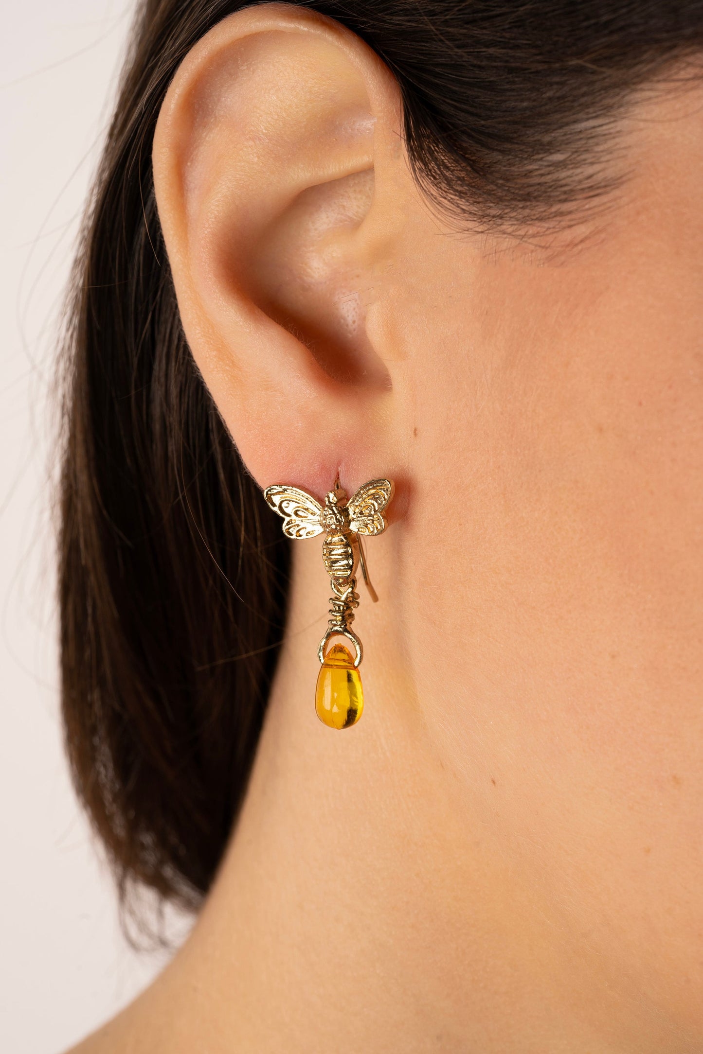 Gold Honey Bee Earrings