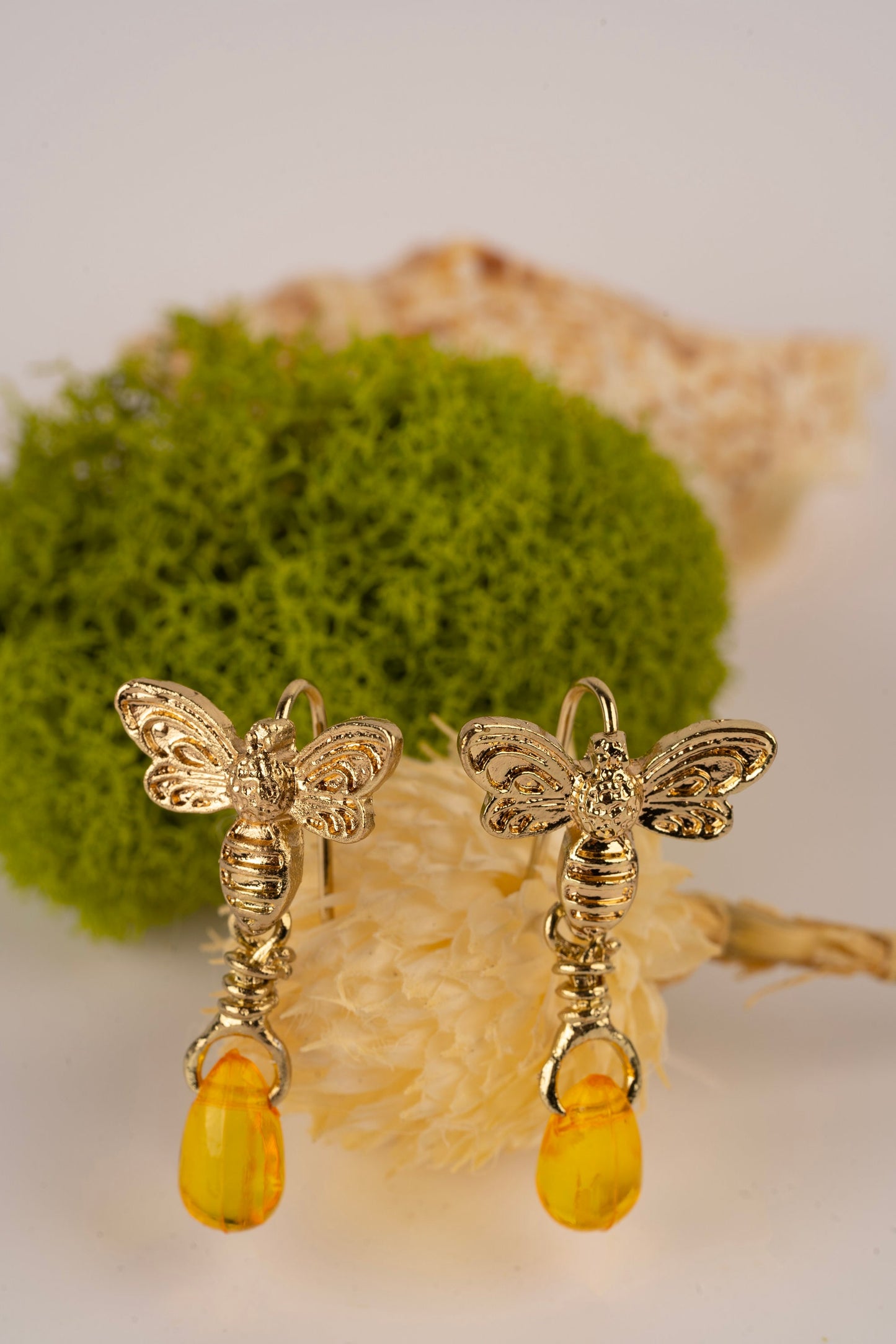 Gold Honey Bee Earrings