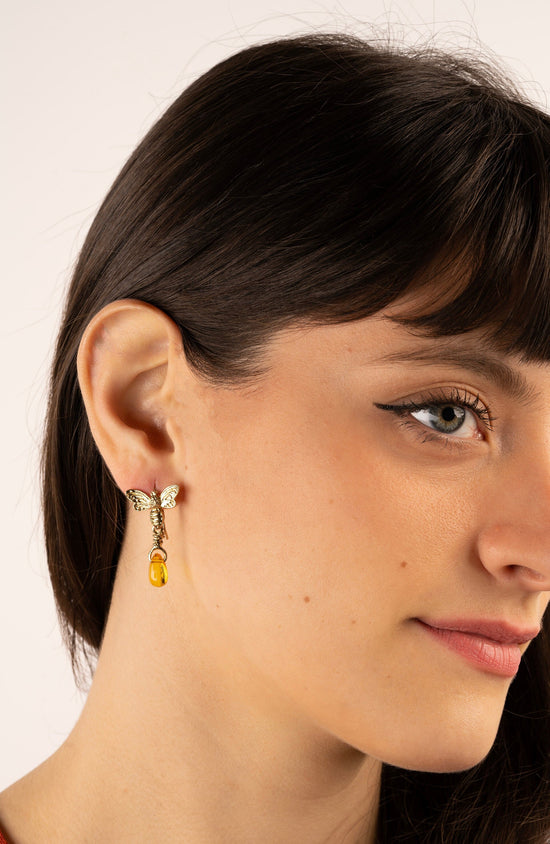 Gold Honey Bee Earrings