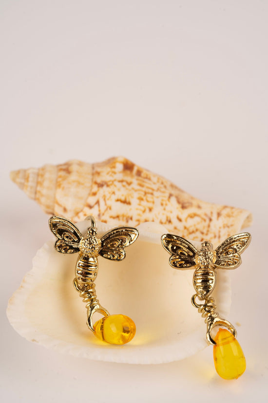 Gold Honey Bee Earrings